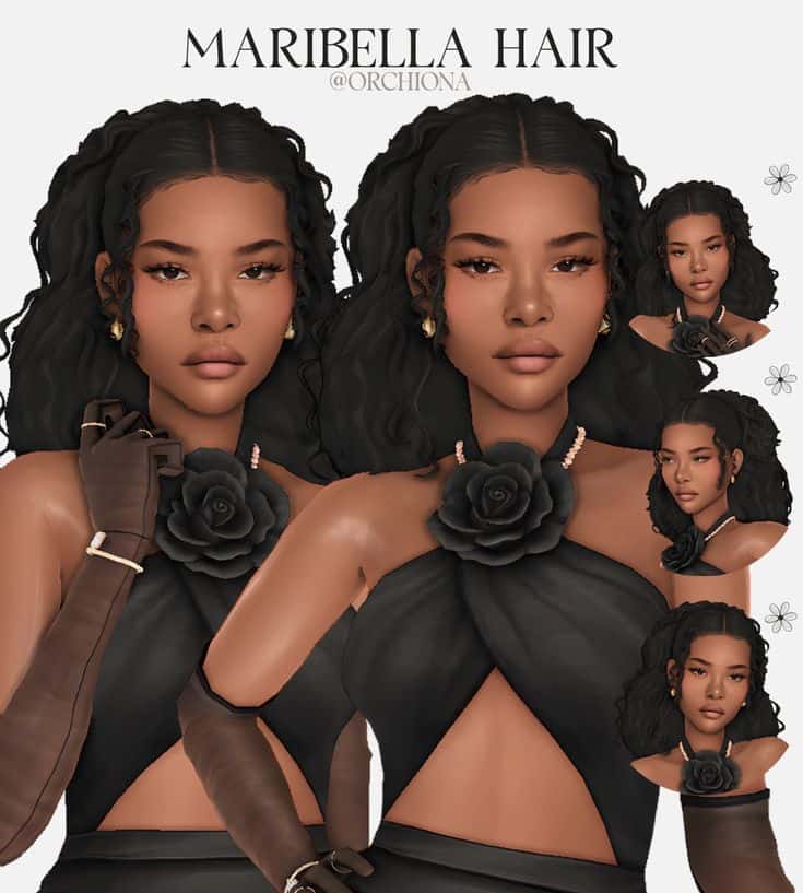 sims 4 curly hair with middle part