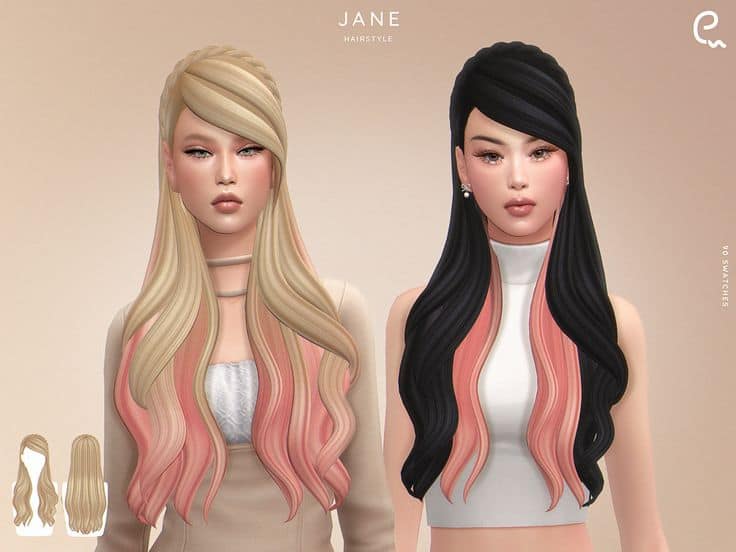 sims 4 long hair with braids