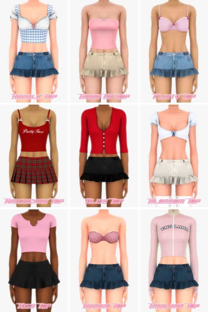 sims 4 y2k crop tops