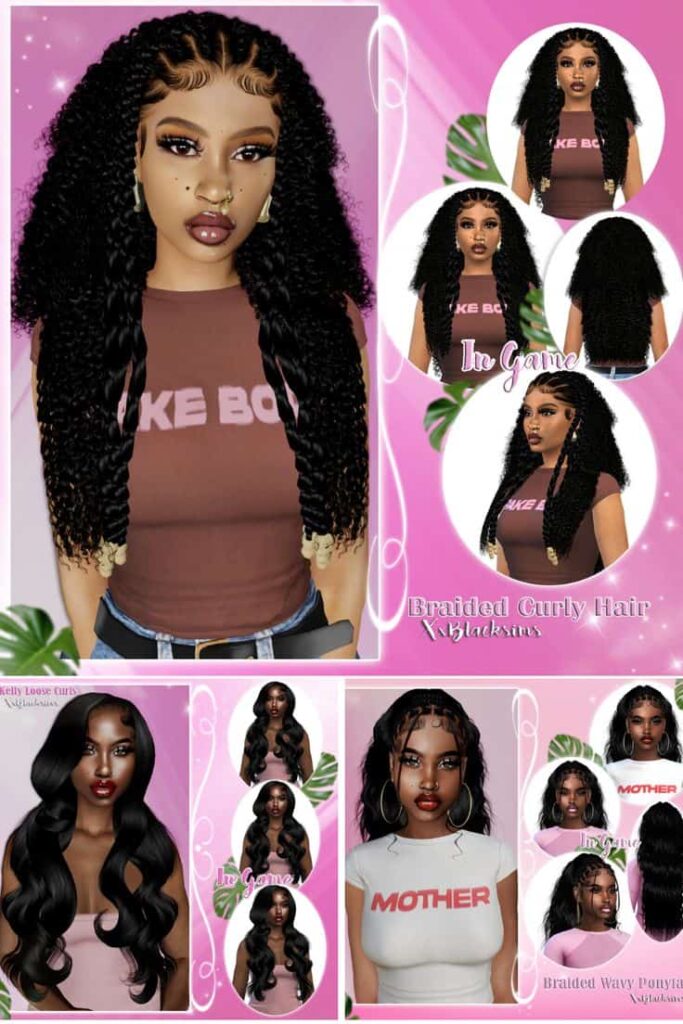 three sims 4 black hair cc