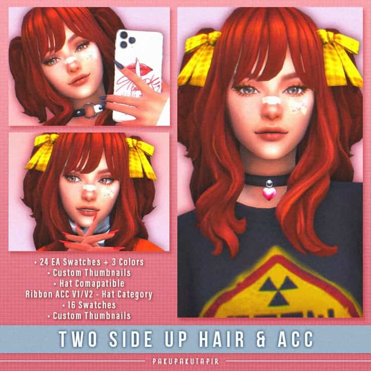 sims 4 two side up hair and acc