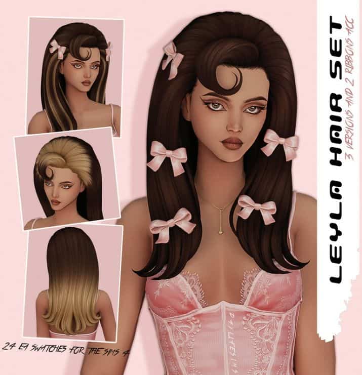 sims 4 hair with bow accessory