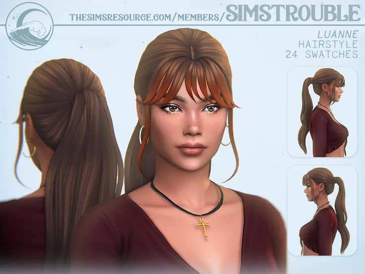 sims 4 long ponytail cc