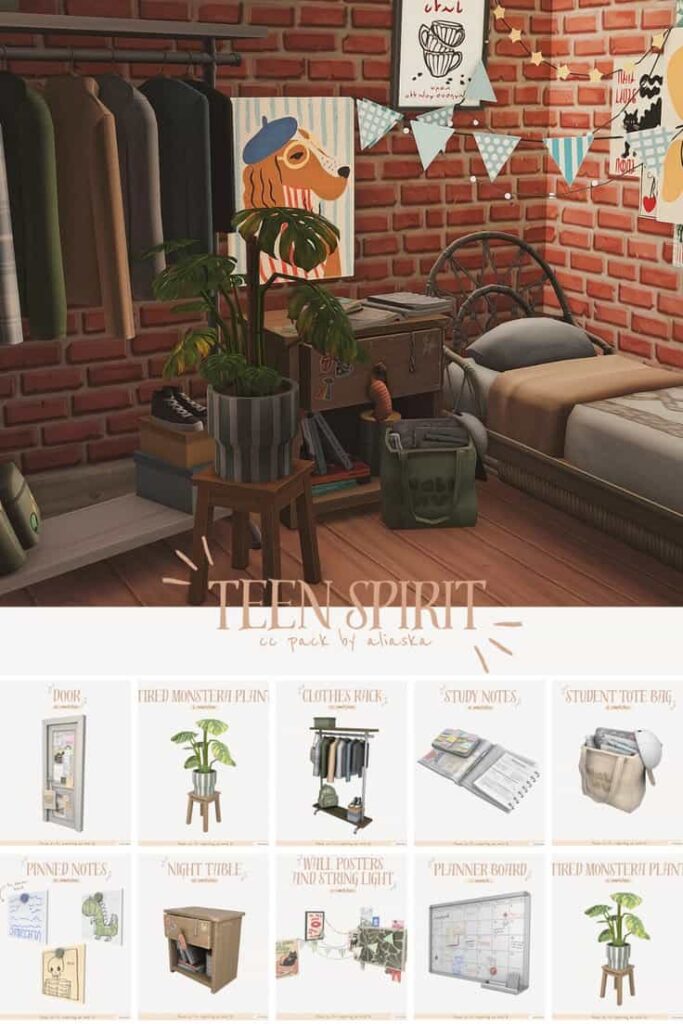 sims 4 teen bedroom cc pack