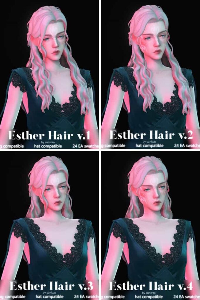 long wavy hair cc sims 4