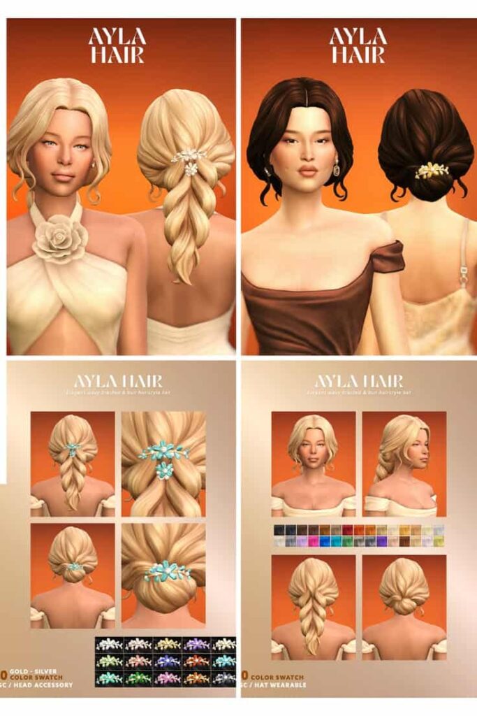sims 4 braided bun hair cc