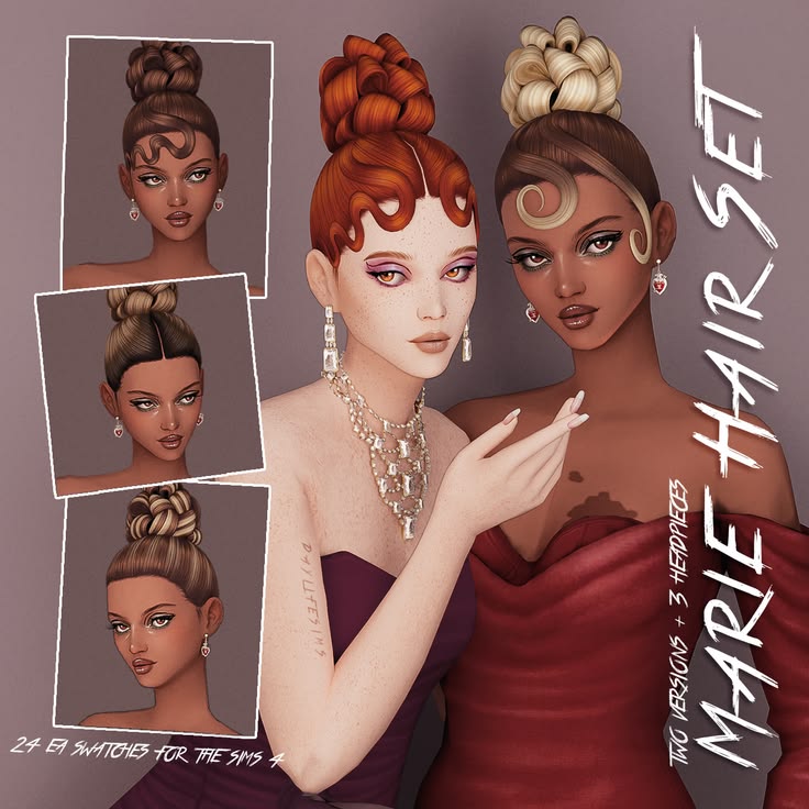 sims 4 bun hair cc set