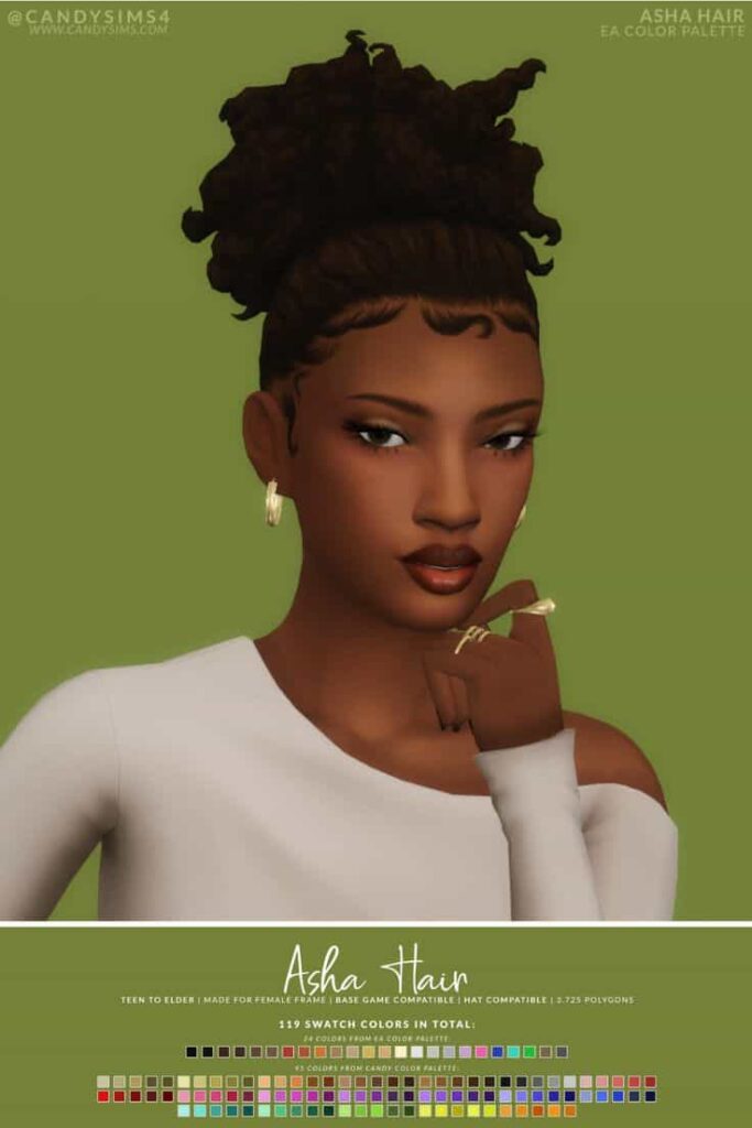 sims 4 curly bun hair