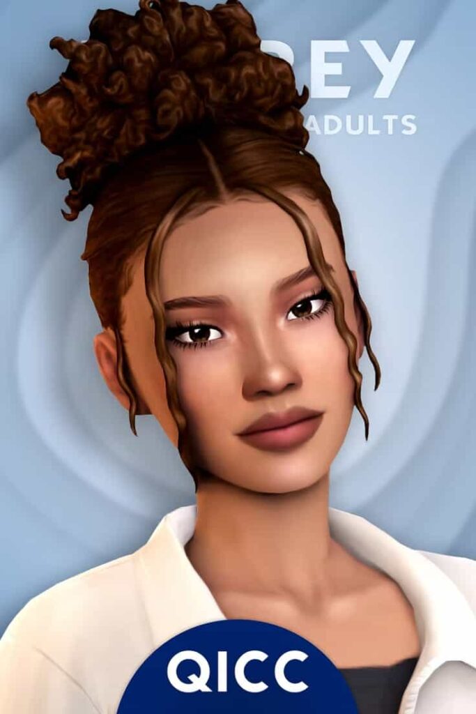 sims 4 curly bun updo cc