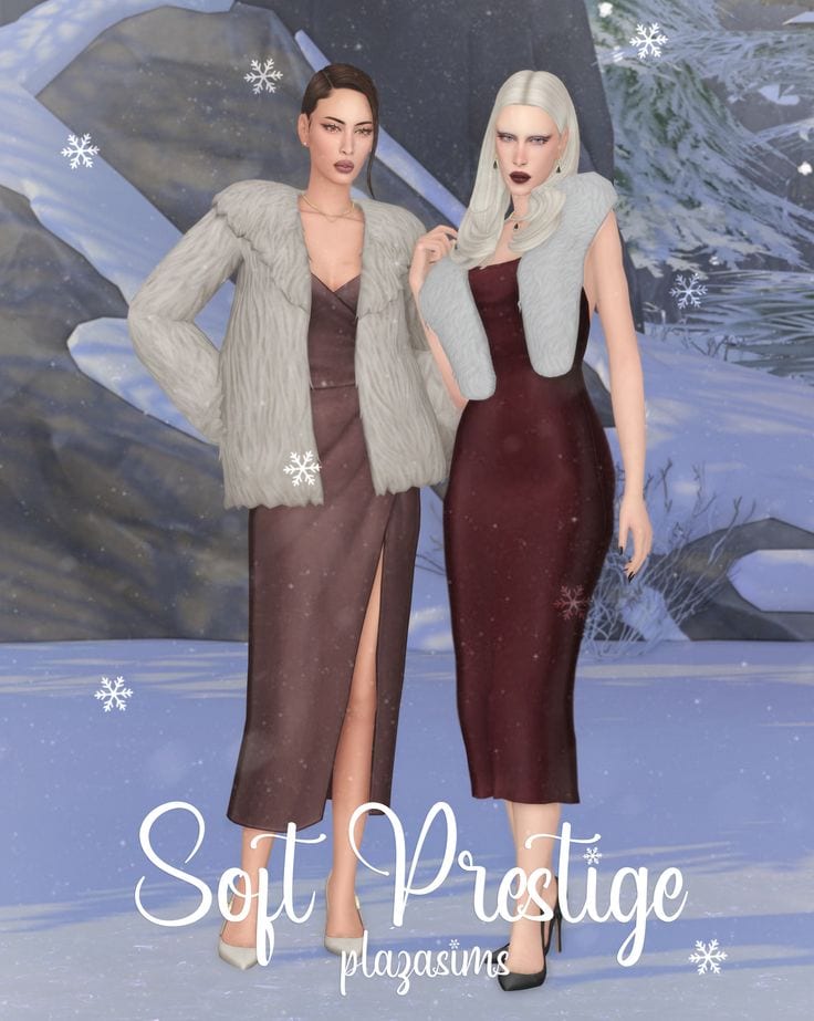 sims 4 dress and fur coat cc