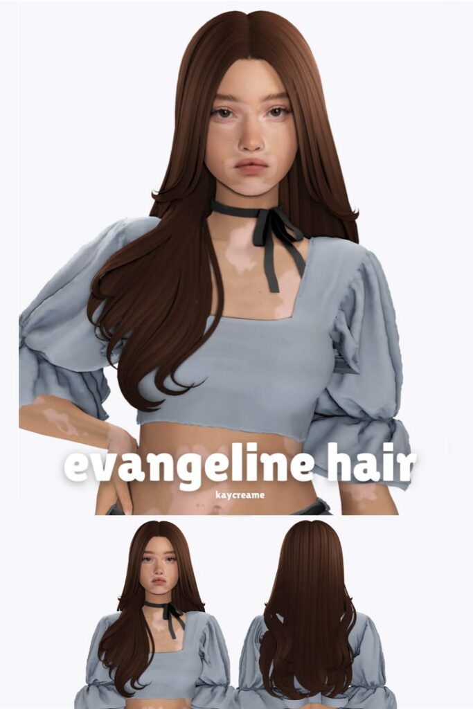 sims 4 long hair with middle part