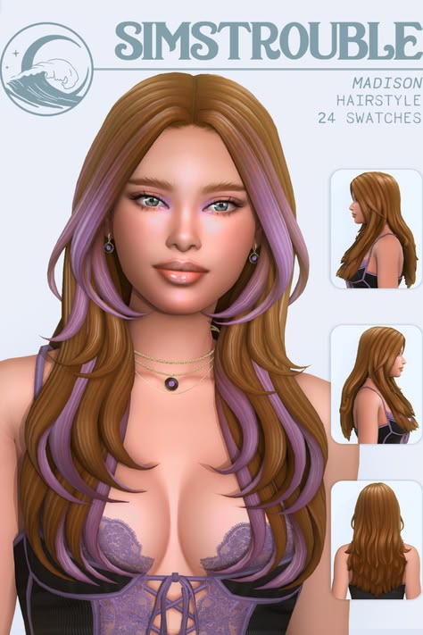 sims 4 long wavy cc hair