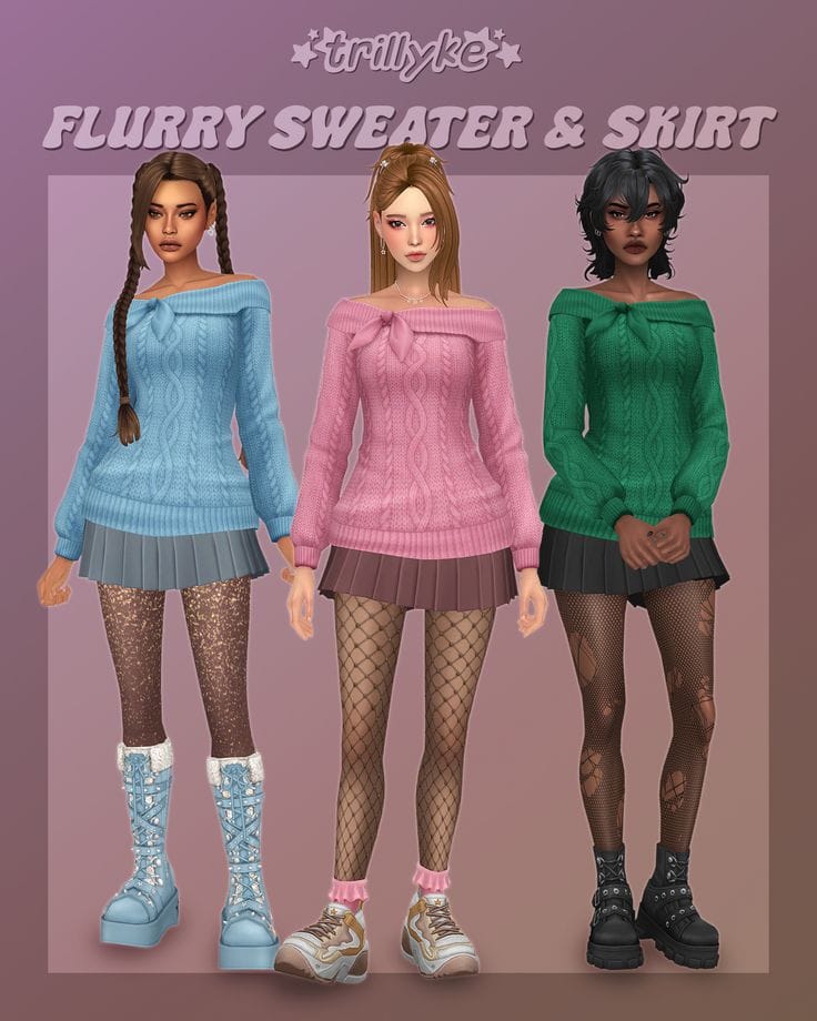 sims 4 sweater and skirts cc