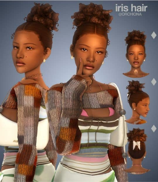 sims 4 curly puff hair cc