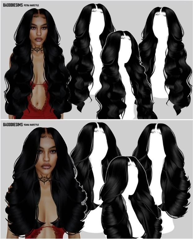 long wavy hair cc sims 4
