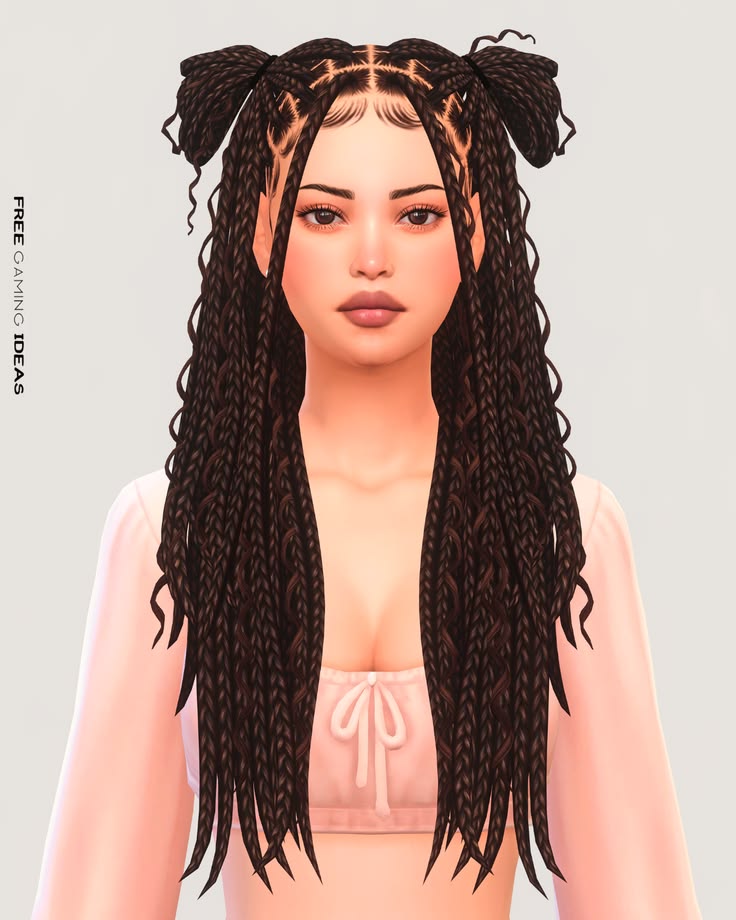 sims 4 long black braids