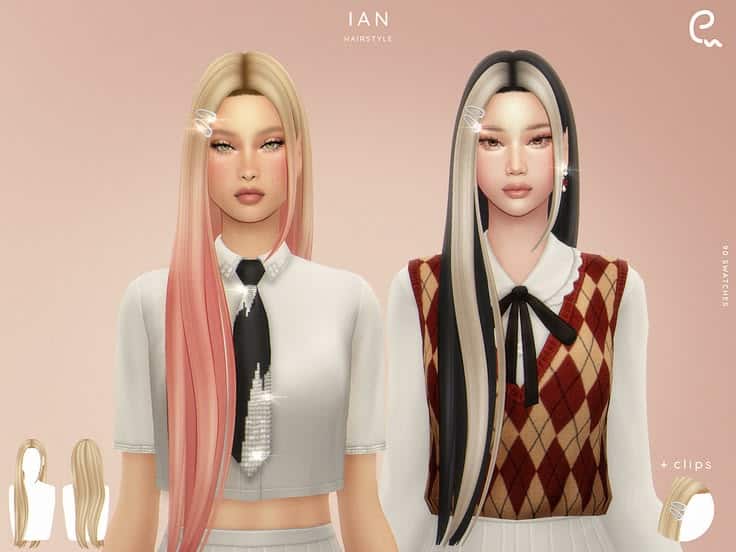 sims 4 long hair with clips