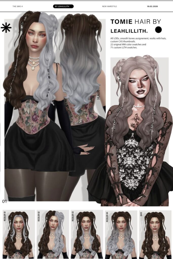 sims 4 long hair with mini buns