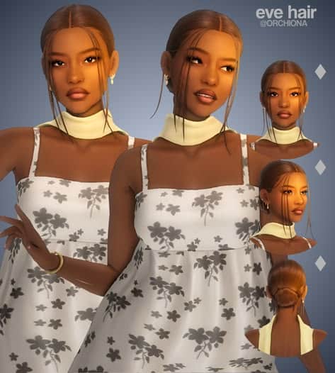sims 4 low bun cc hair