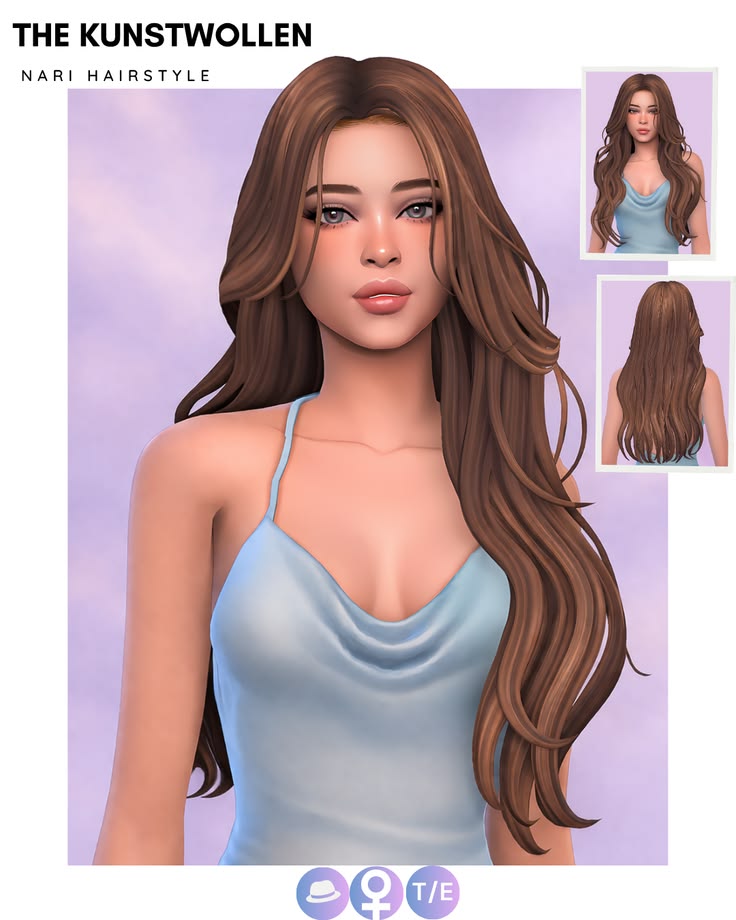 sims 4 long wavy hairstyle cc