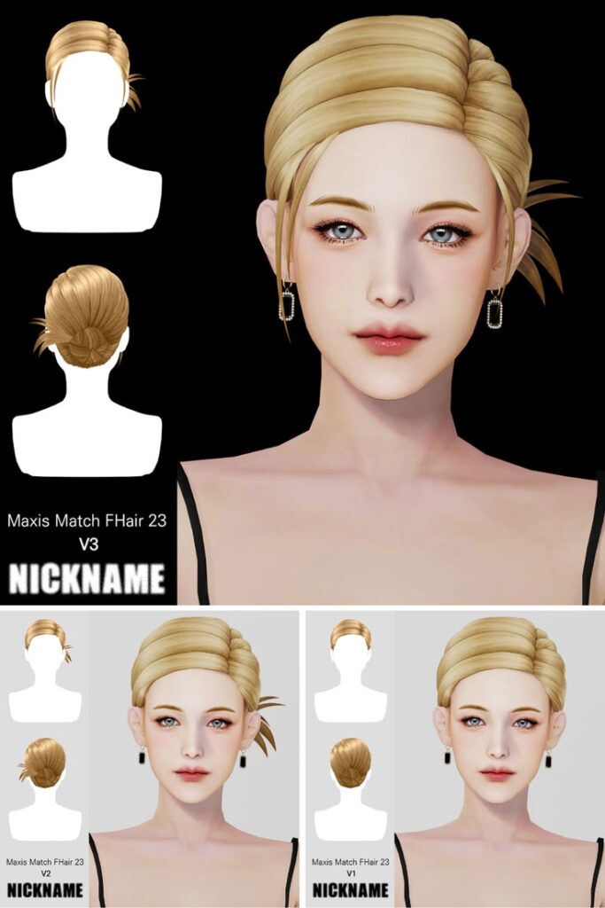 maxis match bun hair cc sims 4