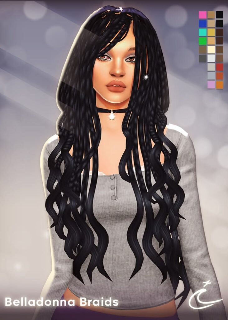 sims 4 long braided hair cc